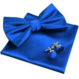 NWT Mens Tuxedo Bow Tie, Hanky and Cufflinks Set